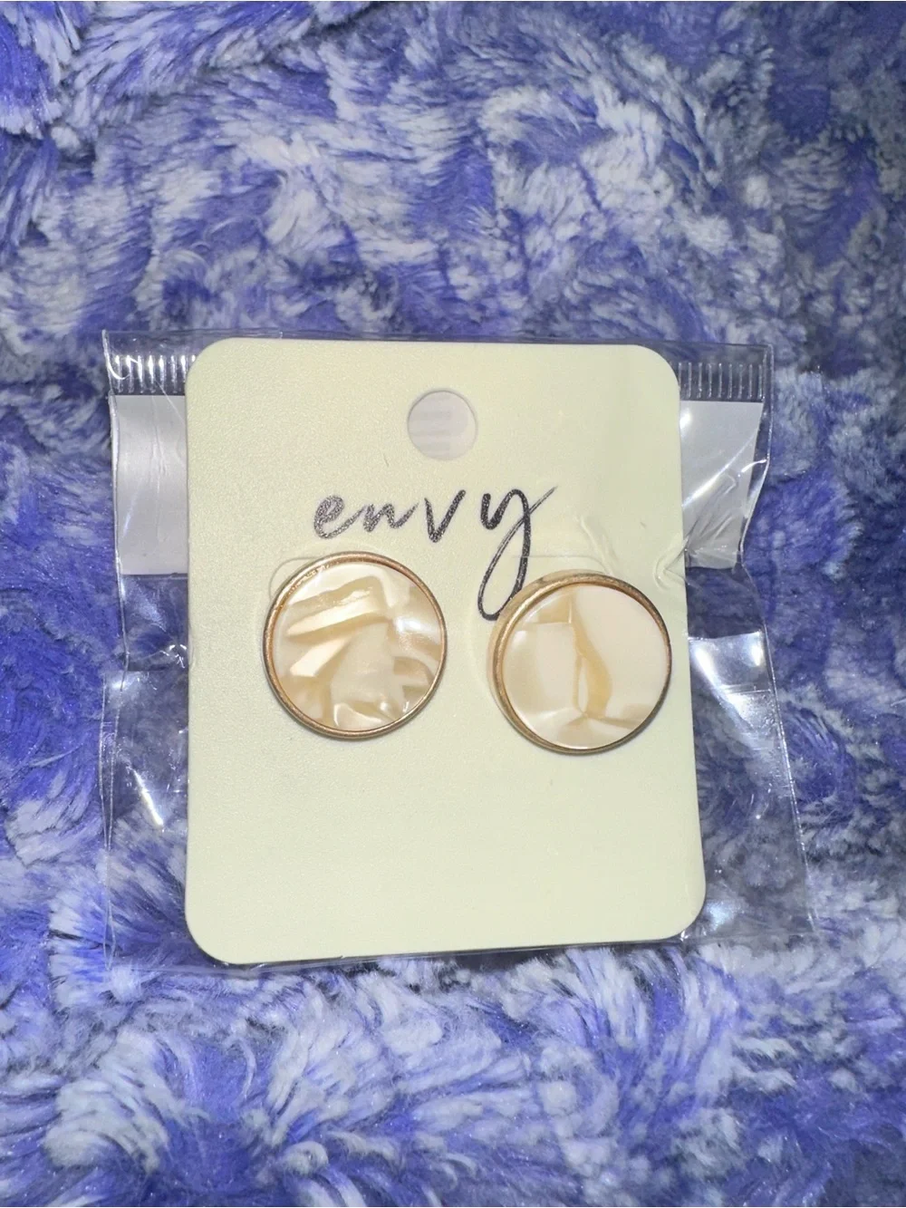 envy Gold-Tone Cream Marbled Round Studs